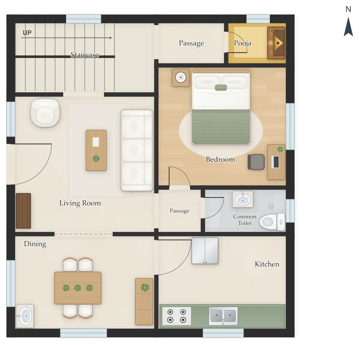 30×50 West Facing 3BHK Duplex (G+1) House Plan